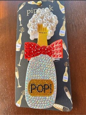 🍾Pearl-Top Sparkling 'POP!' Champagne Bottle Party Hair Clip